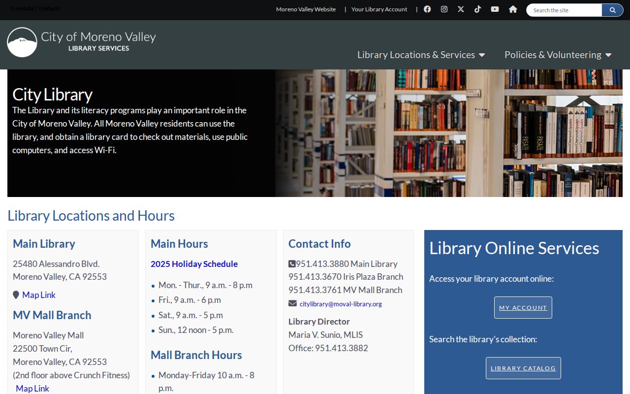 Moreno Valley city directory library collection and research resources