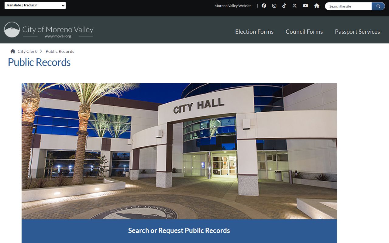 Moreno Valley residents directory city public records portal