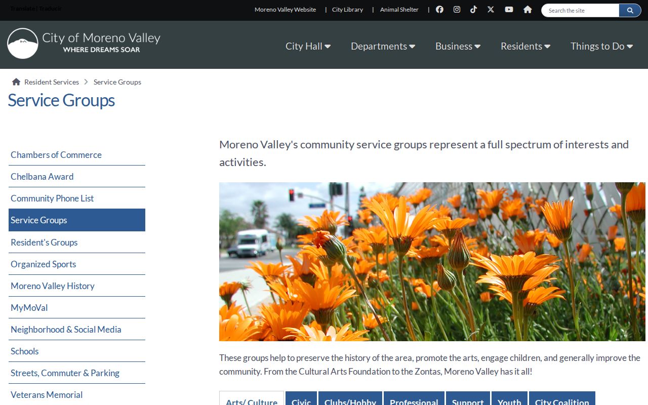 Moreno Valley neighbors city service groups and block lookup