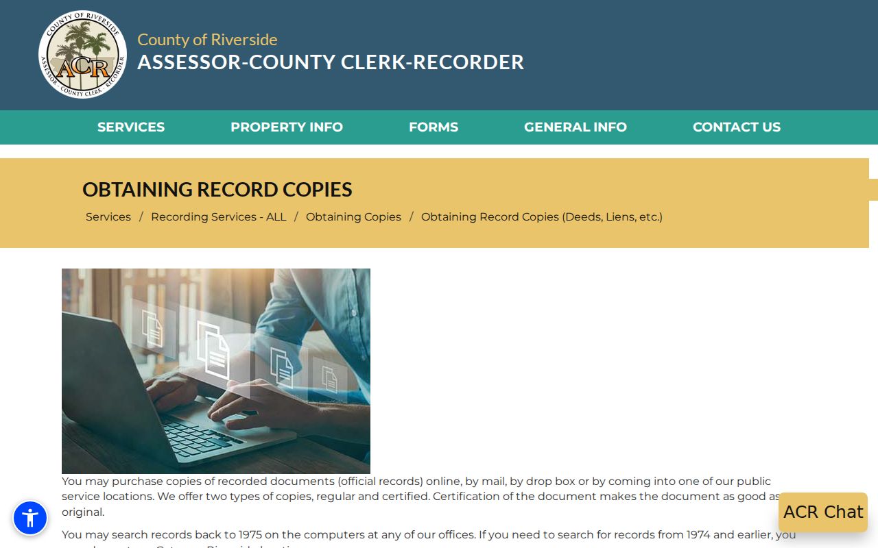 Moreno Valley previous residents record copy instructions