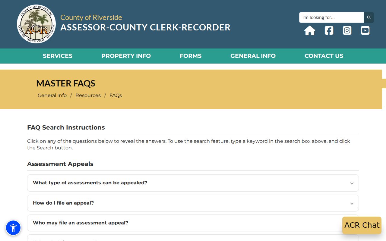 Moreno Valley previous residents assessor and recorder FAQ