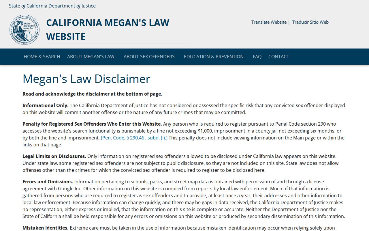 Moreno Valley resident lookup California Megan's Law registry