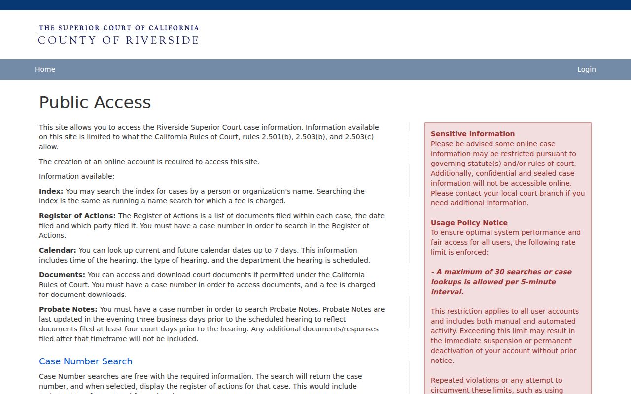 Moreno Valley resident lookup Riverside Superior Court public access